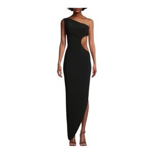 Norma Kamali One Shoulder Cutout Maxi Dress Black Medium NWT Asymmetrical Gown